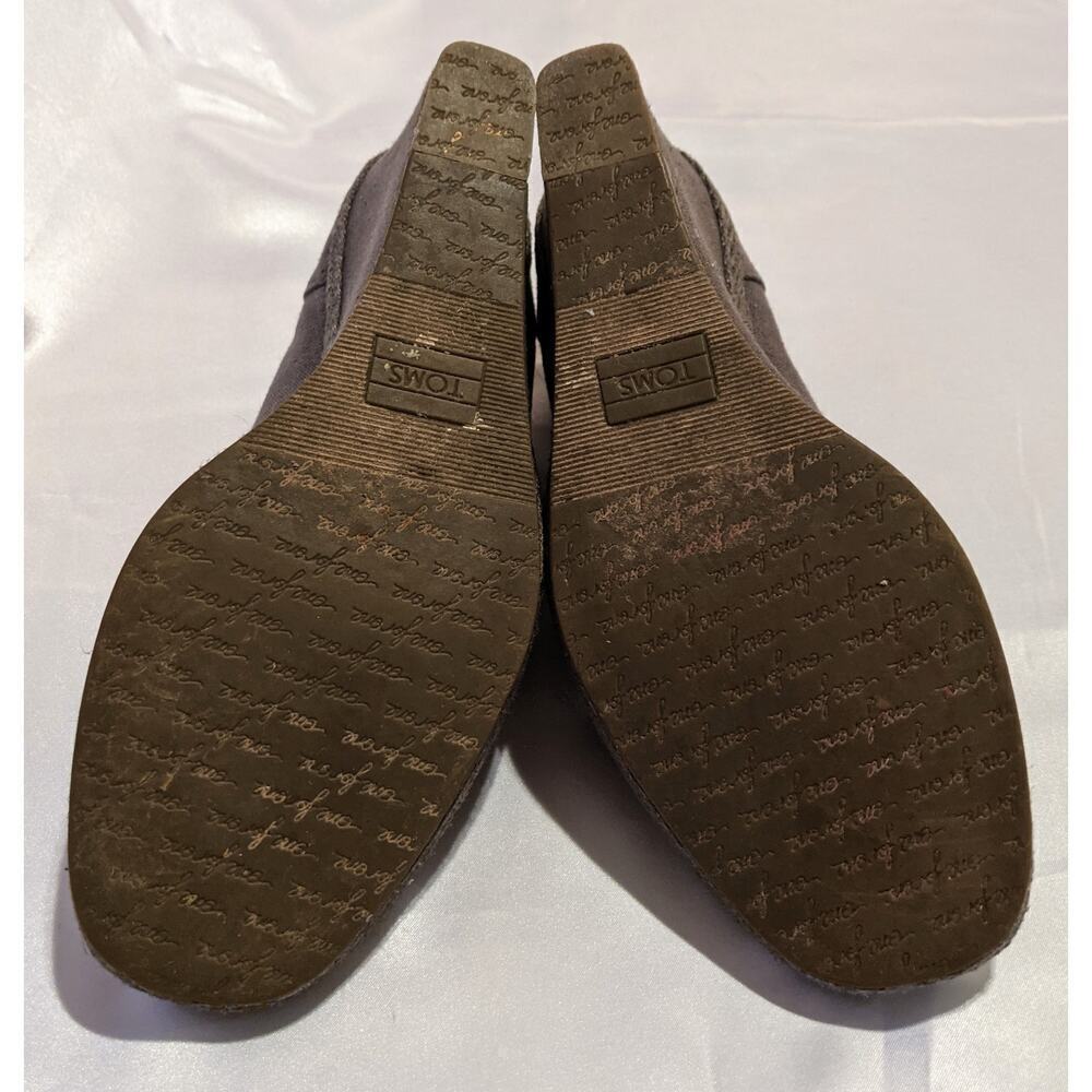 TOMS Women's Espadrille Wedge Heels Open Toe Ash Gray Canvas Shoes Size 9.5 - Picture 7 of 8